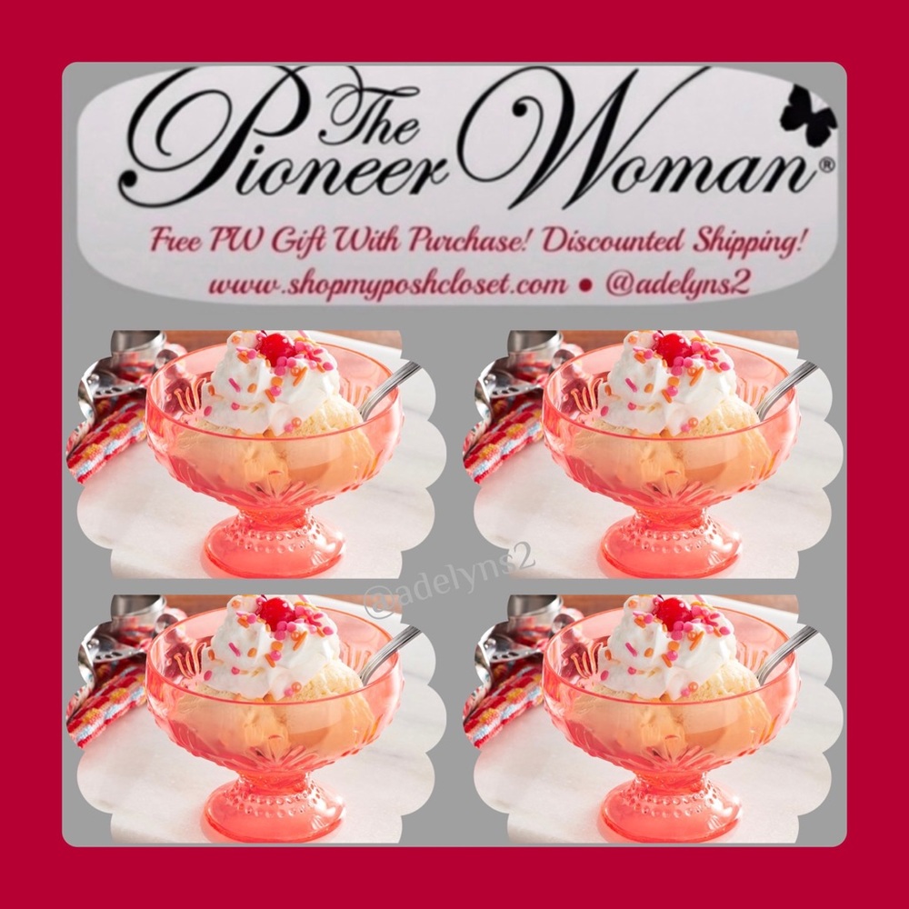 Last Set 🌺 New Pioneer Woman Sunny Days 10-Ounce Ice Cream Cup, Coral, Qty 4 - Picture 3 of 8